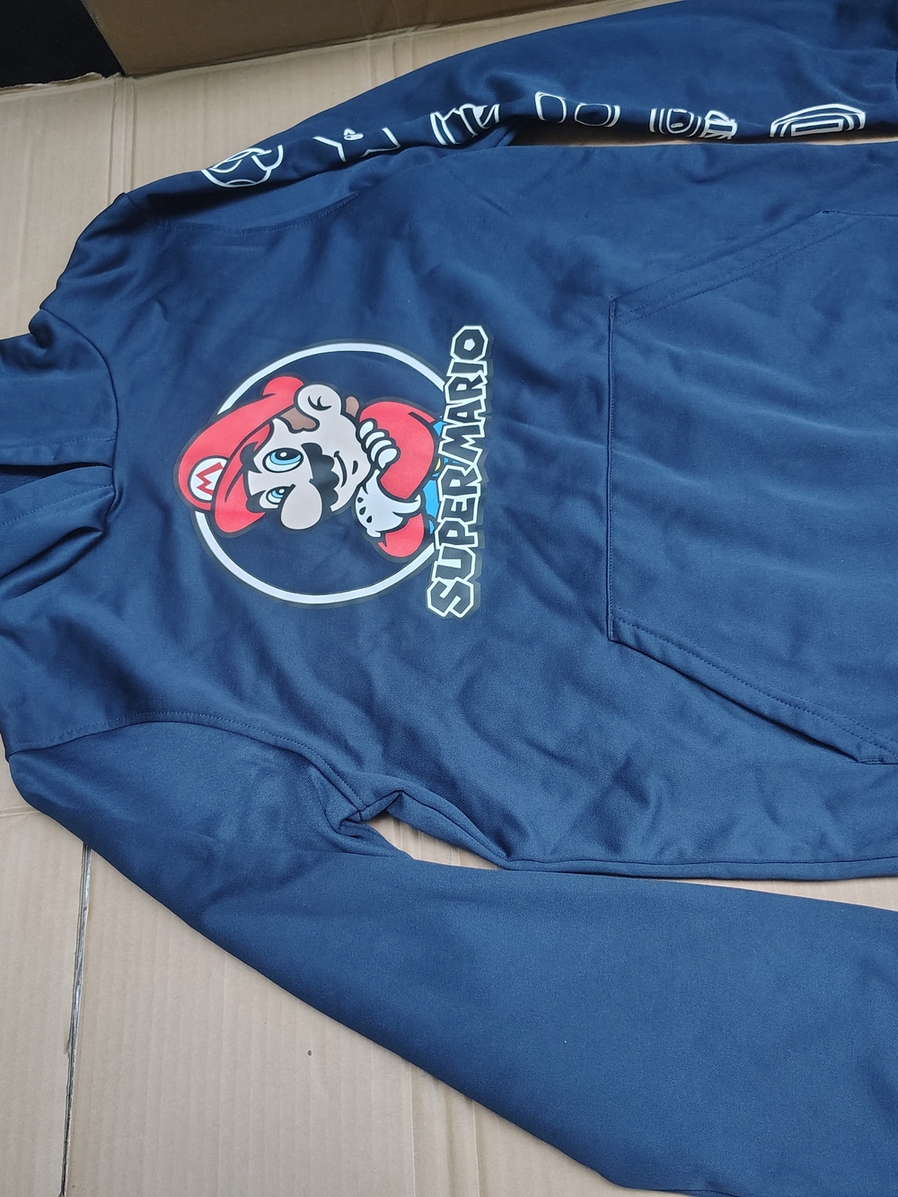 Nintendo Super Mario Navy Blue Hoodie with Red Graphic